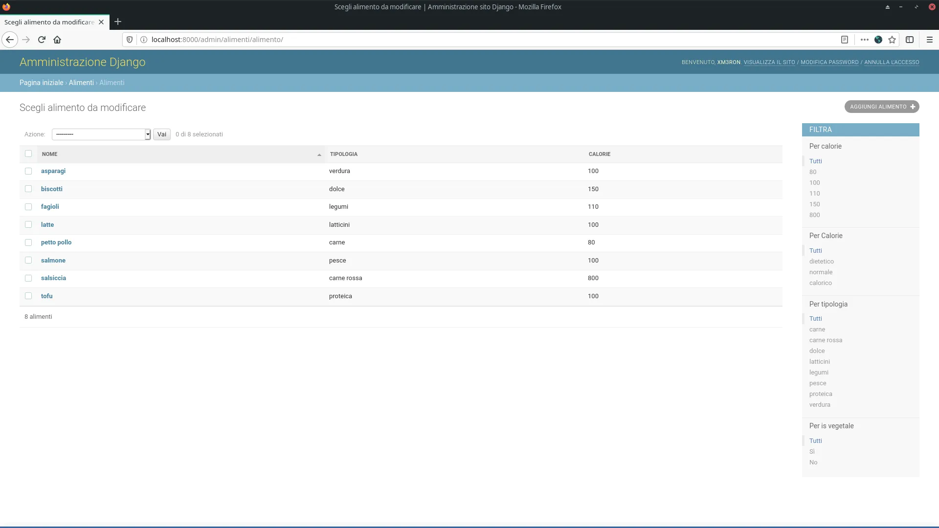 Backoffice Django Admin con filtri