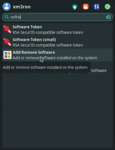 Aggiungi software su menu