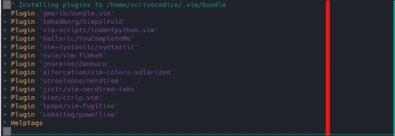 Installazione pacchetti Vundle