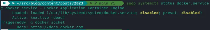 Docker status inattivo