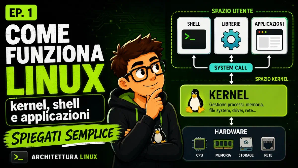 Come funziona Linux: architettura, kernel, shell e applicazioni spiegati semplice