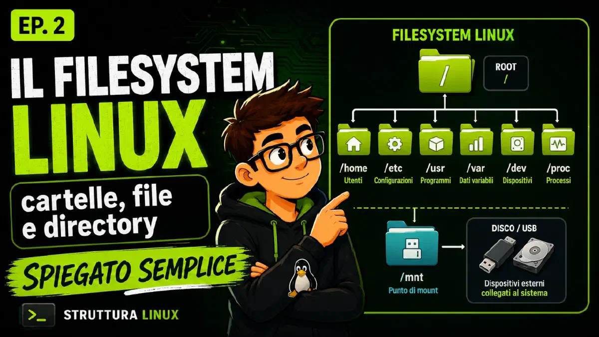 Il filesystem Linux spiegato semplice: cartelle, file, directory e mount