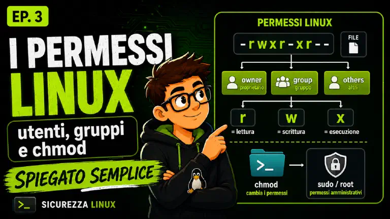 Permessi Linux spiegati semplice: utenti, gruppi, chmod e sudo