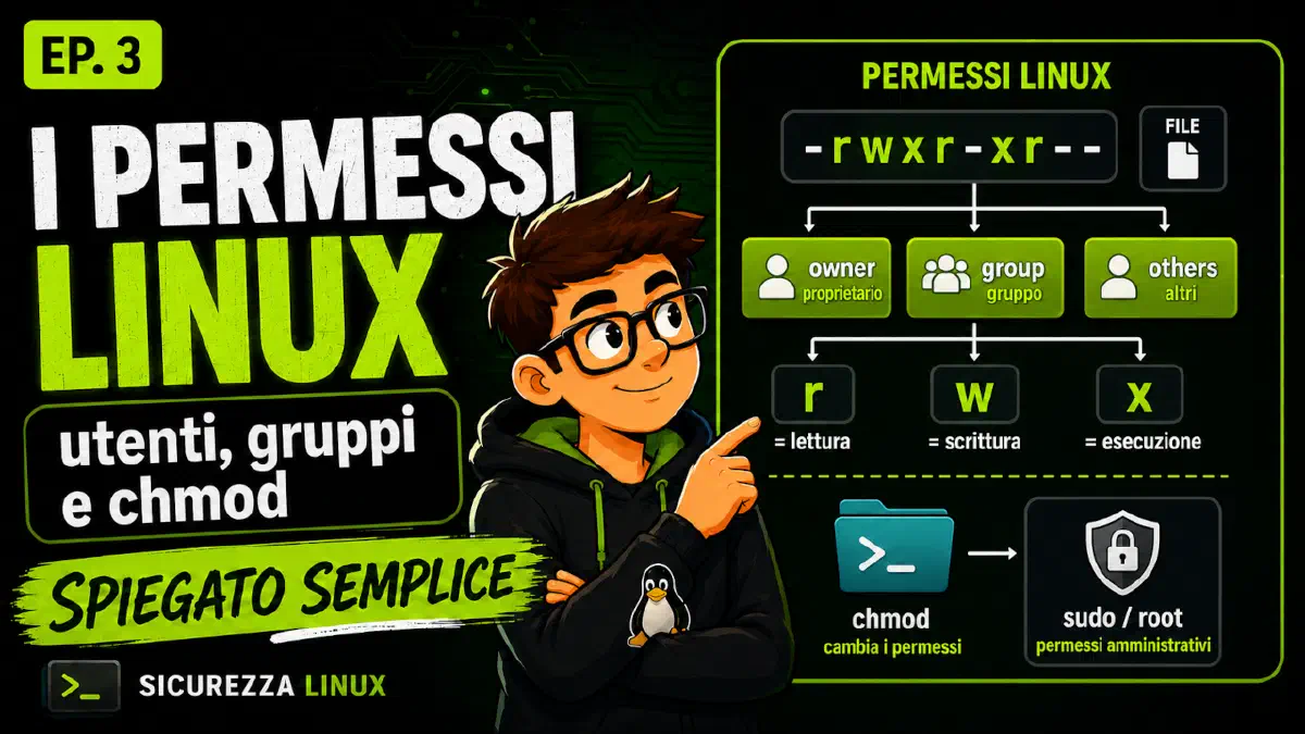 Permessi Linux spiegati semplice: utenti, gruppi, chmod e sudo