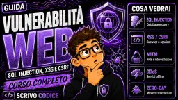 Vulnerabilità web: SQL Injection, XSS, CSRF, DDoS, MITM e zero-day spiegati semplice